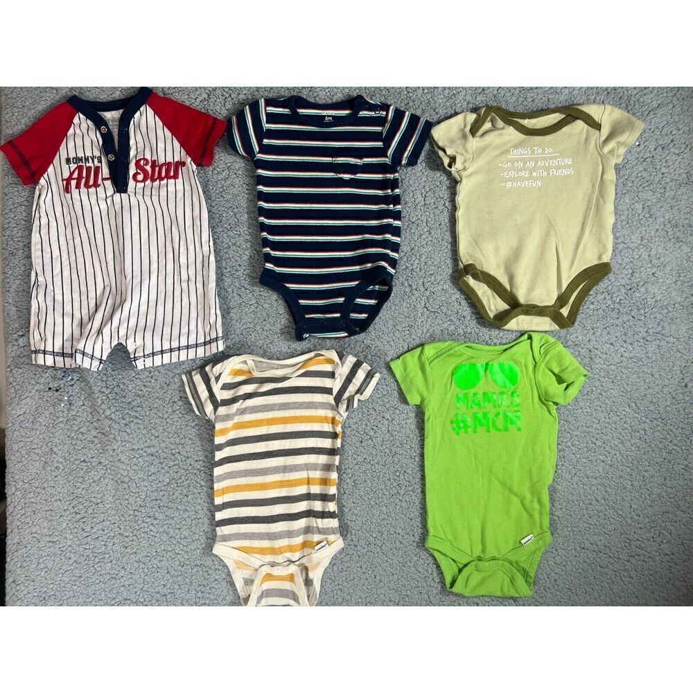 5 piece bundle of baby shirts 6 months striped & graphic funny tops